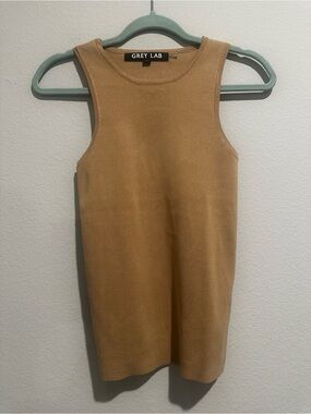 GREY LAB Sleeveless Ribbed Tank in Tan
